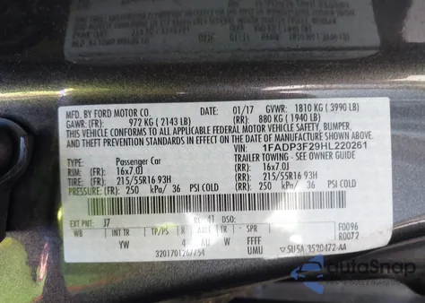 2017 Ford Focus Se из США, поврежденный, VIN 1FADP3F29HL220261